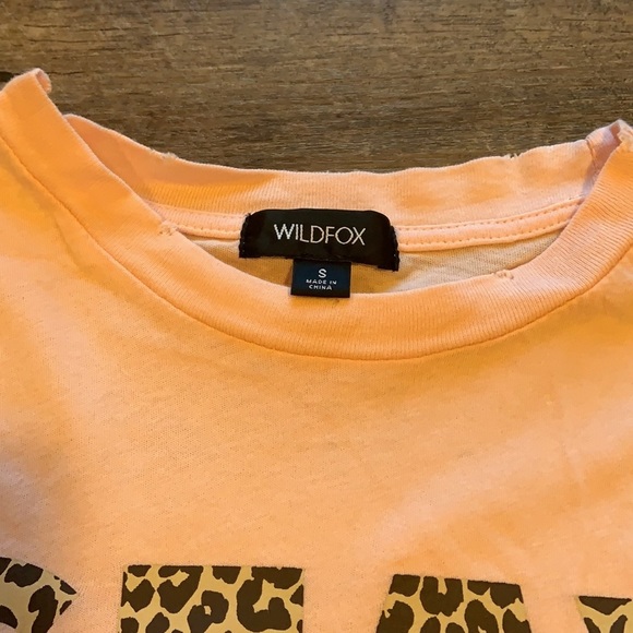 Wildfox Pink Leopard Stay Wild Graphic Tee Shirt - Picture 4 of 7